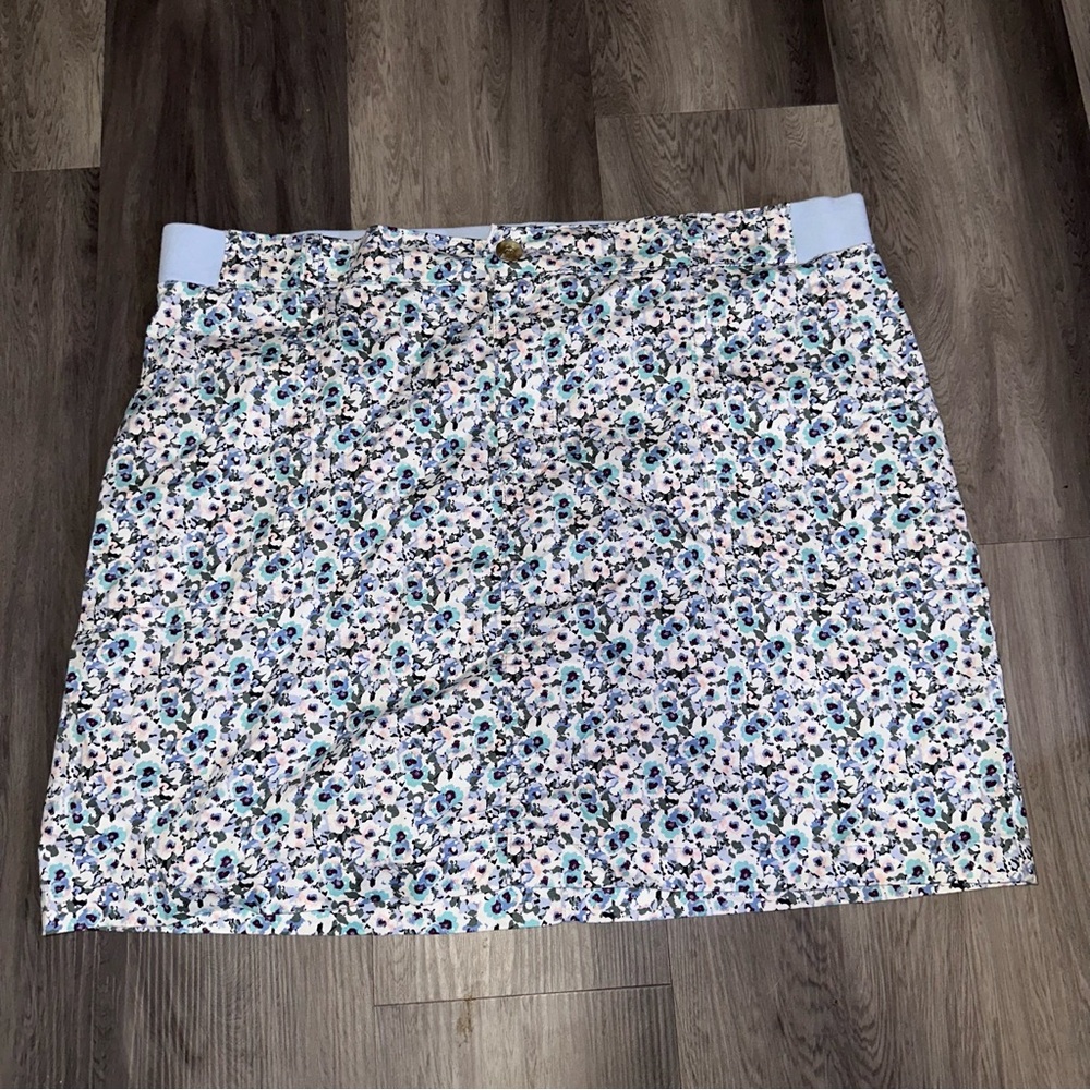 Lee Blue Floral Regular Fit Skort Mid-Rise Women's Size 18 M 130273 Vintage HTF